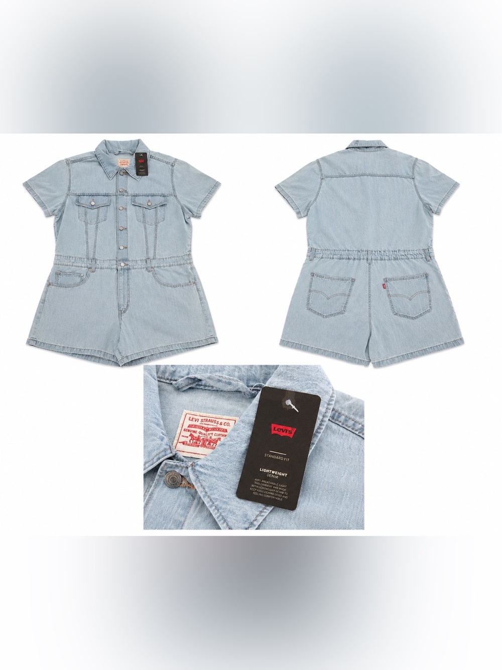 NWT Levi’s Type III Denim Romper Women’s XXL Light Wash Forgotten Dream